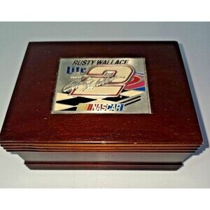 Vintage NASCAR Rusty Wallace #2 Wooden Jewelry Box